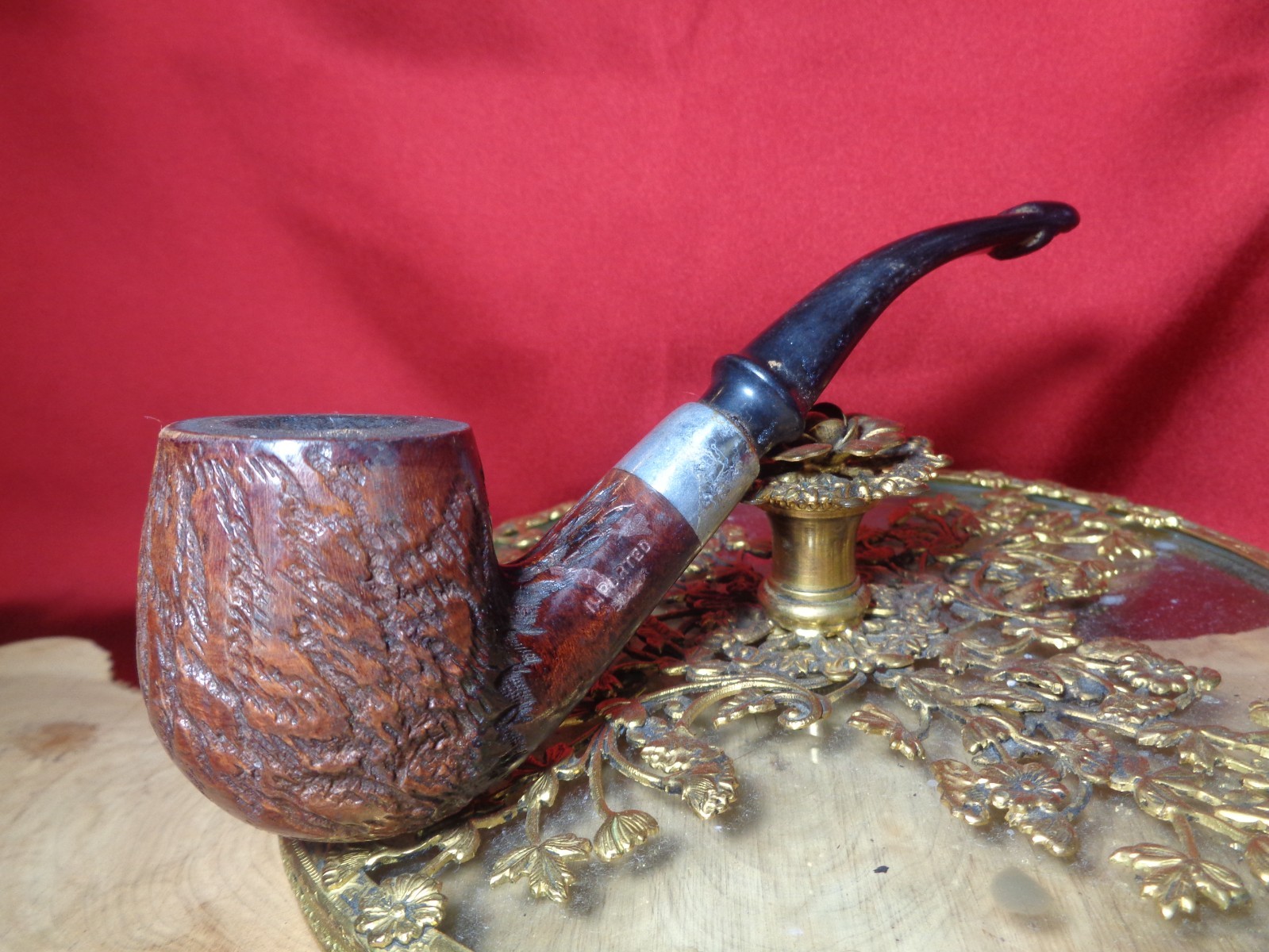 Vtg Rusticated Bent Billiard, imported briar, unstamped
