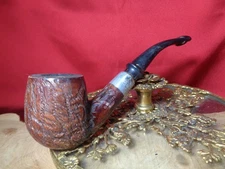 Vtg Rusticated Bent Billiard, imported briar, unstamped
