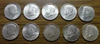10 Silver 1964 KENNEDY HALF DOLLARS 1/2 Roll - Lot 1