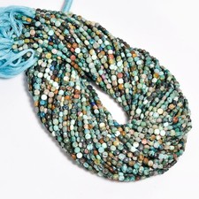 Natural Chrysocolla Gemstone Coin Shape Faceted Beads 3X3X2 mm Strand 12" AB-492