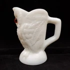 NOS Vintage 3-1/2" White Slag MILK GLASS OWL CREAMER PITCHER Imperial by Summit