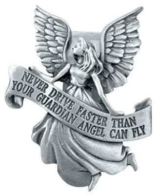 Pewter Never Drive Faster Than Your Angel Can Fly Visor Clip, 2 Guardian Angel