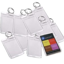 100 45X70MM ACRYLIC PLASTIC BLANK KEYRINGS  PHOTO CRAFT PICTURE KEYCHAIN,UK