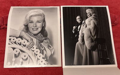 GINGER ROGERS two original press photos Bob Hope Ohio Jubiliee scarf blouse