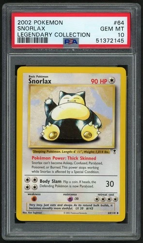 POKEMON SNORLAX 2002 LEGENDARY COLLECTION #64 PSA 10