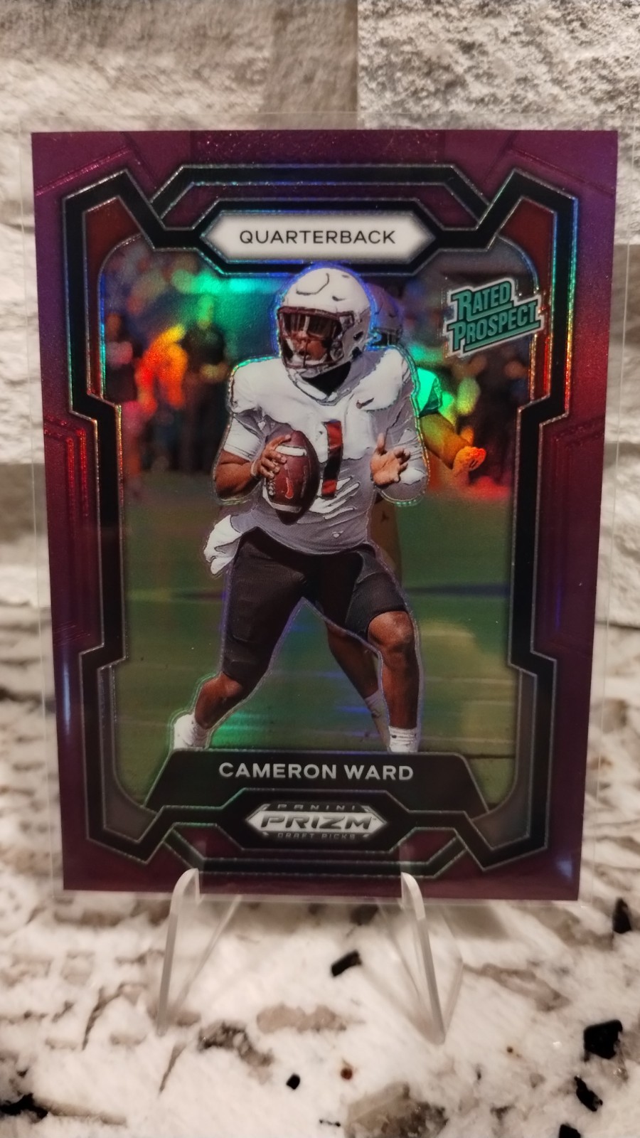 2024 Prizm Draft Picks Rated Prospect Purple /75 Cameron Cam Ward Titans (RC)
