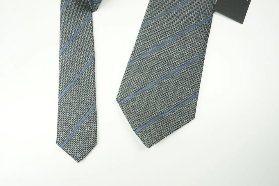 Corbata Cesare Attolini Acero Inoxidable Rayas Violetas 100% Seda TOTALMENTE NUEVA Foto 3 de 4