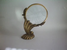 Maitland Smith Art Nouveau Standing Brass Nautilus Magnifying Glass & Label