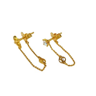 LOUIS VUITTON Earrings Petit Louis M00390 Gold Clear Others LE3272 Earrings