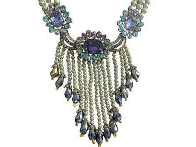 H.D. SAY IT WITH FLAIR Swarovski Arora Borealis Crystal FRINGE Necklace