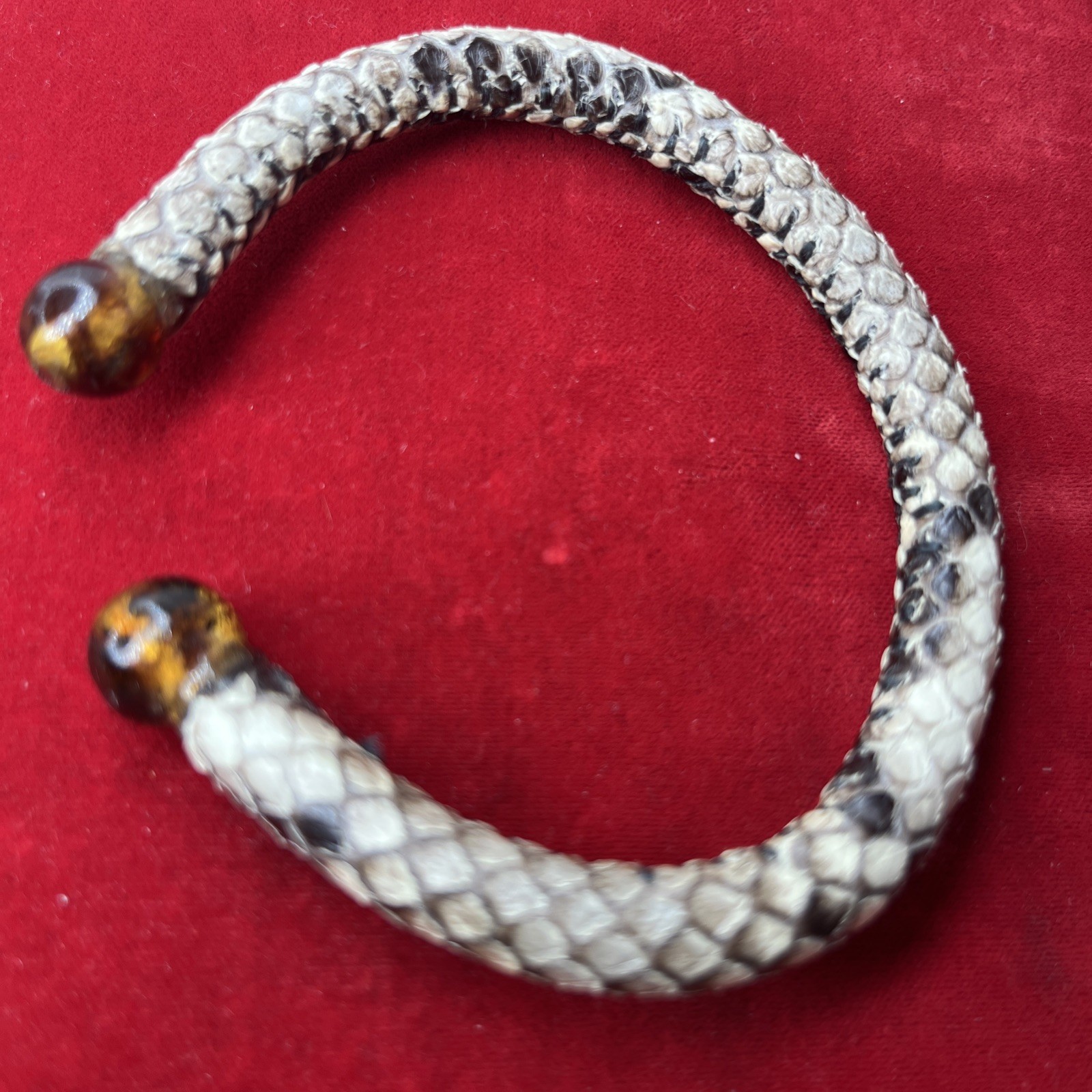 Rustic Textured Snake Python Cuff Bracelet With A… - image 2