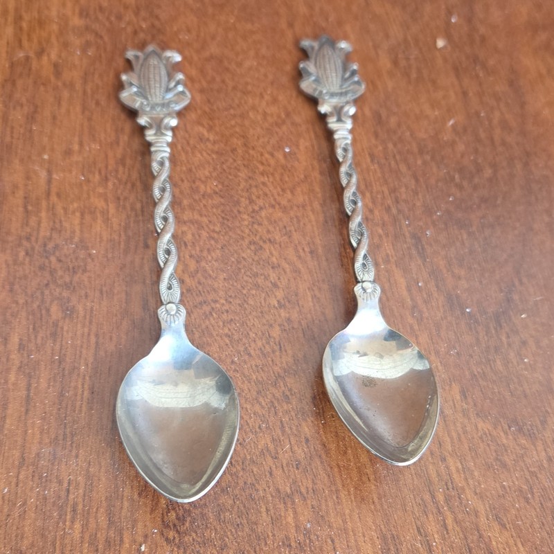  Vintage Iowa Souvenir Spoon Set of 2 Silver Metal