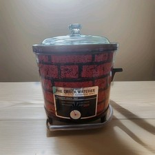 Hamilton Beach Vintage The Crock Watcher Grès Brique Rouge 4 Qt Verre ~ Testé