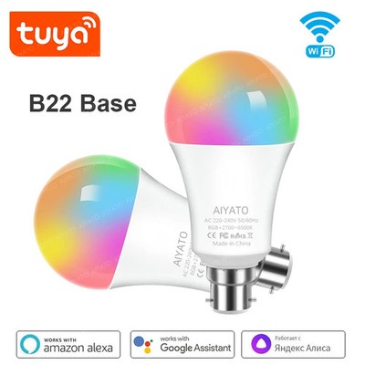 B22 Base UK TUYA Wifi Smart Bulb Bluetooth lamps Led RGB Smart Light 220V