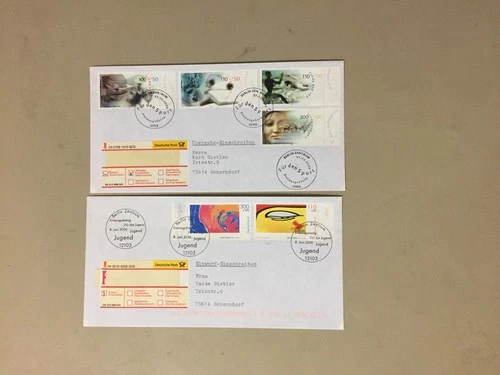 two Germany fdc with high value 2000 stamps
