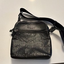 Coach Black Logo Crossbody Bag Zip Closure Adjustable Strap Inner Pockets