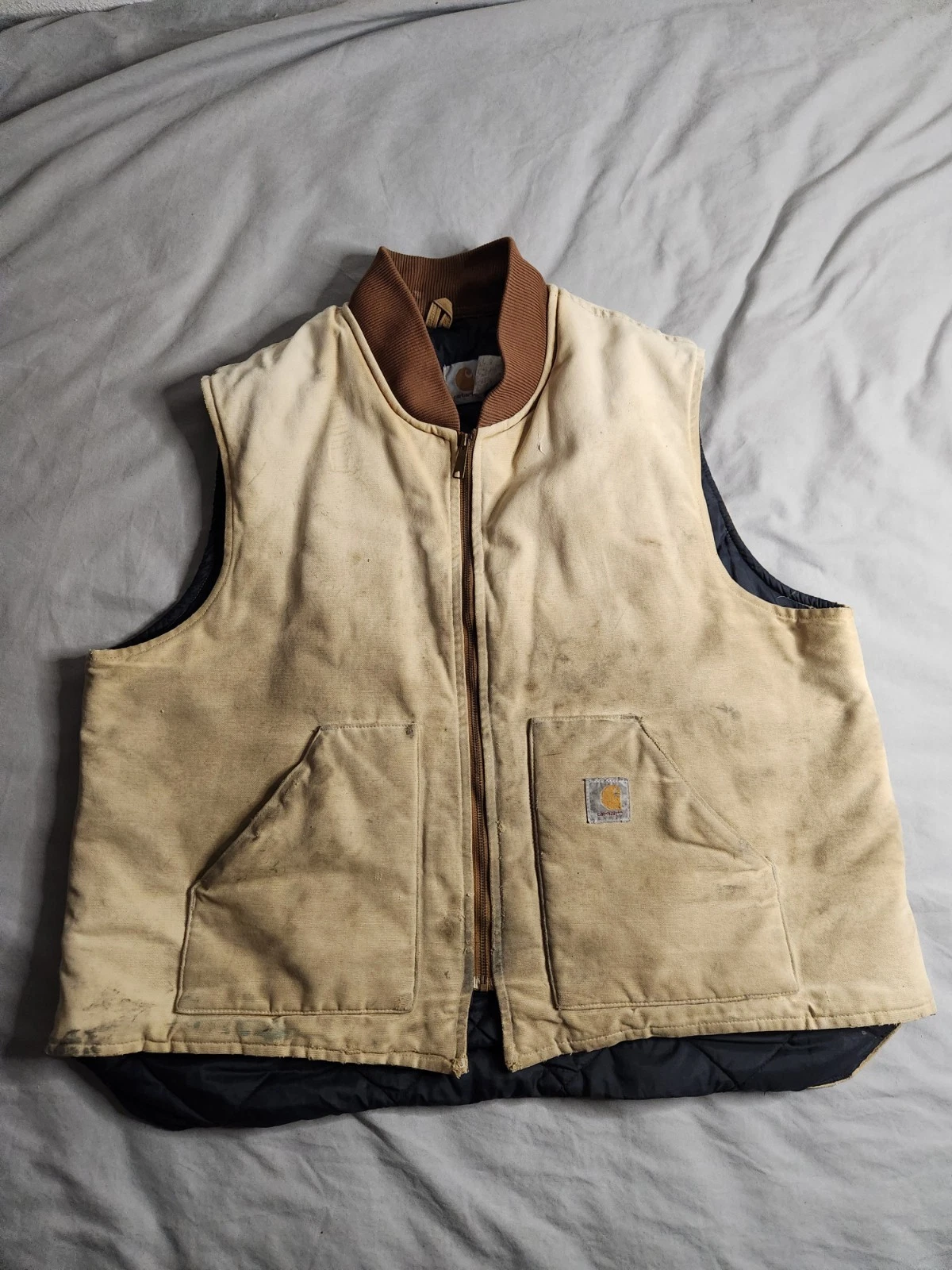 Vintage Carhartt Quilted Lined Duck Canvas Vest Mens Size 3XL Brown VQ186 USA