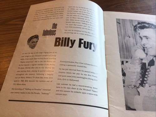 BILLY FURY 1960’s Programme The Sunday Special Britannia Theatre Gt.Yarmouth R - Picture 4 of 10