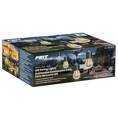 #ad Feit Electric 48 ft LED String Lights Indoor and Outdoor 24 Bulbs Waterproof $29.99
