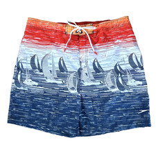 Speedo Swim Trunks XXL Mens Drawstring Lined Boats Print Beach Sand Volleyball