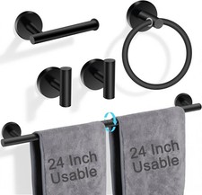 5-Piece Matte Black Bathroom Hardware Set SUS304 Stainless Steel Wall Mounted