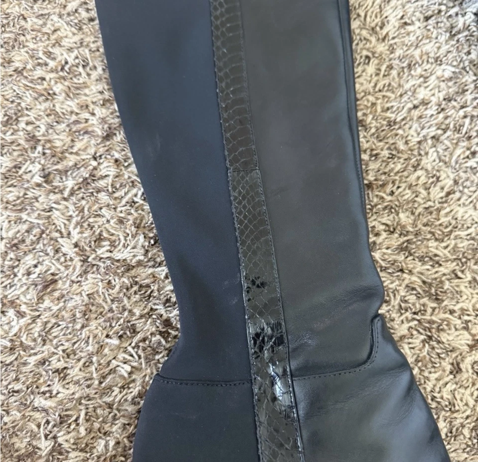 Botas hasta la rodilla Donald J Pliner para mujer de cuero negro con cremallera talla 9 Vannah Foto 2 de 4