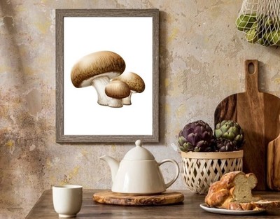 Kitchen Wall Decoration, Mushroom Print/Poster, Kitchen Wall Art