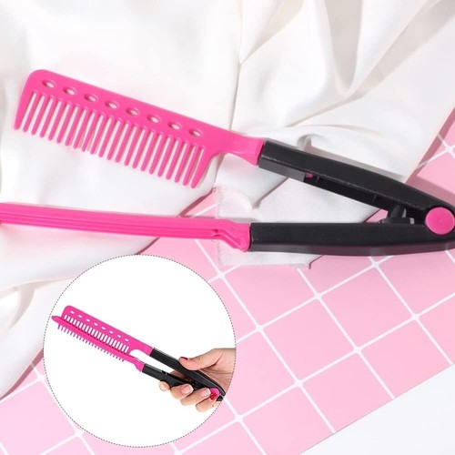 Hair Straightener V Comb Folding Styling Hairdressing Salon Straightening Brush - Picture 8 of 11