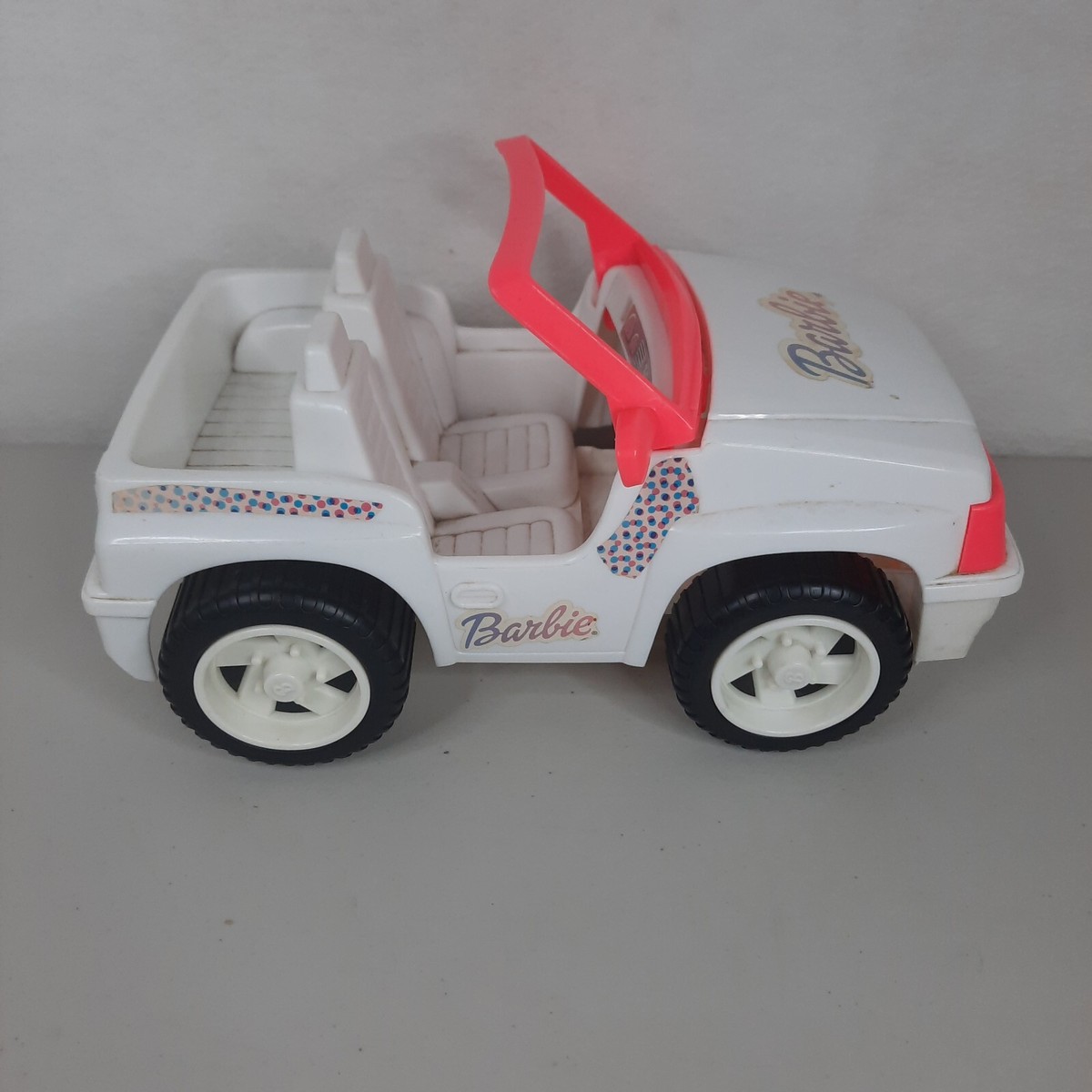 Barbie Car Toy White MATTEL 1994 White And Pink Barbie Doll Jeep