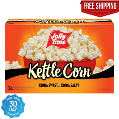 JOLLY TIME Kettlecorn Microwave Kettle Corn Popcorn, 24 Ct 3 Oz. Bags