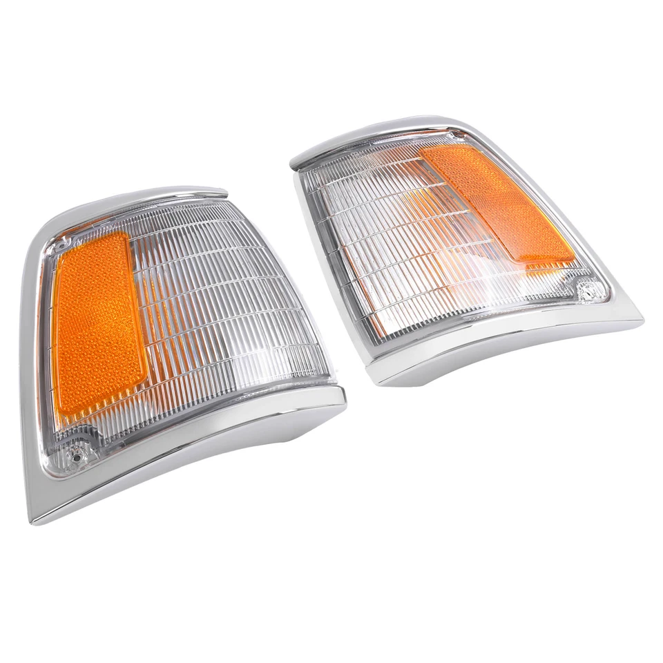 For Toyota Pickup 2WD 1992 1993 1994 1995 Pair Corner Lights W/Bulbs Chrome Trim - Изображение 4 из 4
