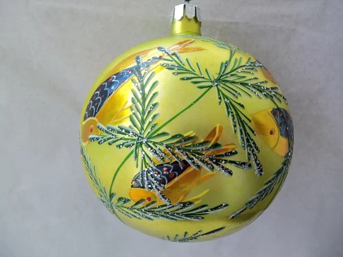Vtg Radko Deep Sea Hand Blown & Hand Painted Large Round Christmas Ornament!