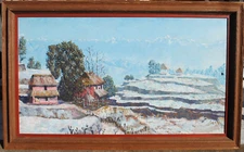 K. G. Ranjit (b.1935) oil painting Himalaya Mountains & foothills Nepal artist