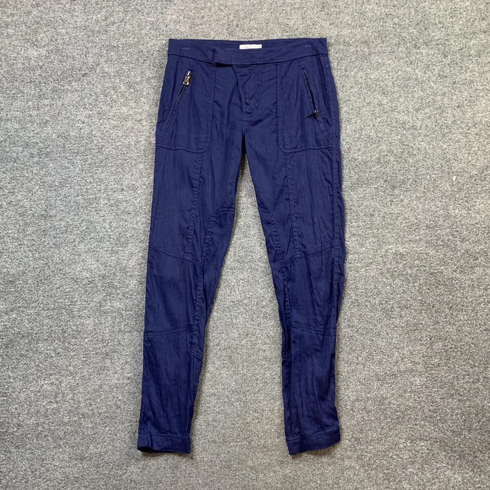 Брюки женские Vince 0 ночная осень льняная смесь пэчворк эластичные карман на молнии сужающиеся - Изображение 2 из 4