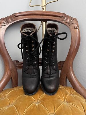 A Jama Vintage Dark Brown Leather Boots | eBay