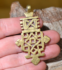 Handmade Ethiopian Coptic Orthodox Christian Cross Brass Pendant Ethiopia Africa