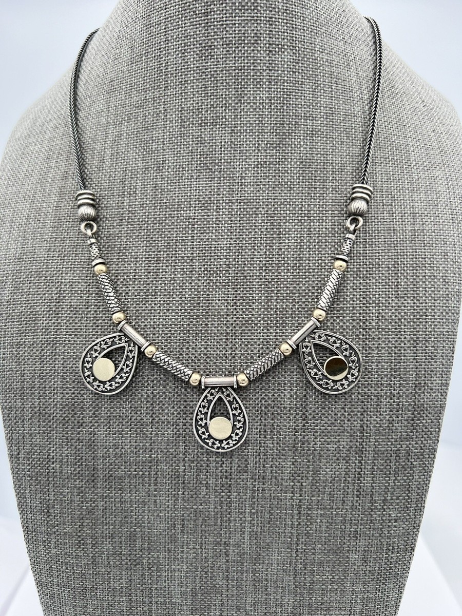 Zanfeld Mexico Oxidize Sterling Silver Floral Motif Teardrop