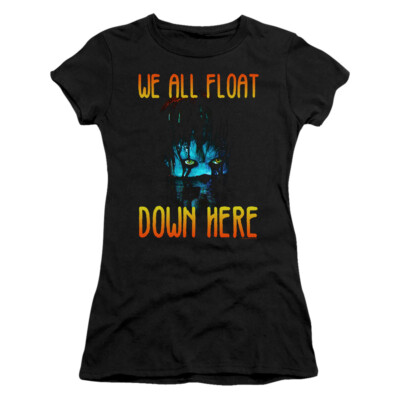 IT Juniors T-Shirt We All Float Down Here Black Tee