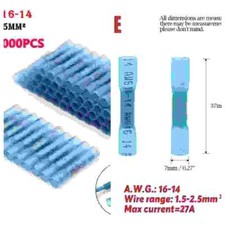 100-1000pcs Blue Heat Shrink Butt Connectors Crimp Terminals AWG 16-14