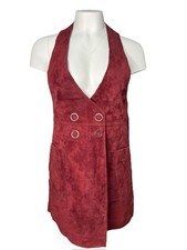 Women Pinafore Overall Red Dress