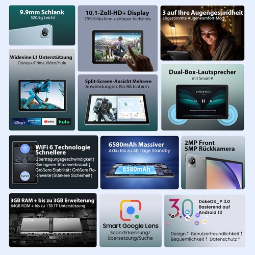 Blackview Tab 70 WiFi 10.1" Tablet Android 6GB+64GB 6580mAh WiFi 6 Bluetooth 5.0 - Bild 5 von 13