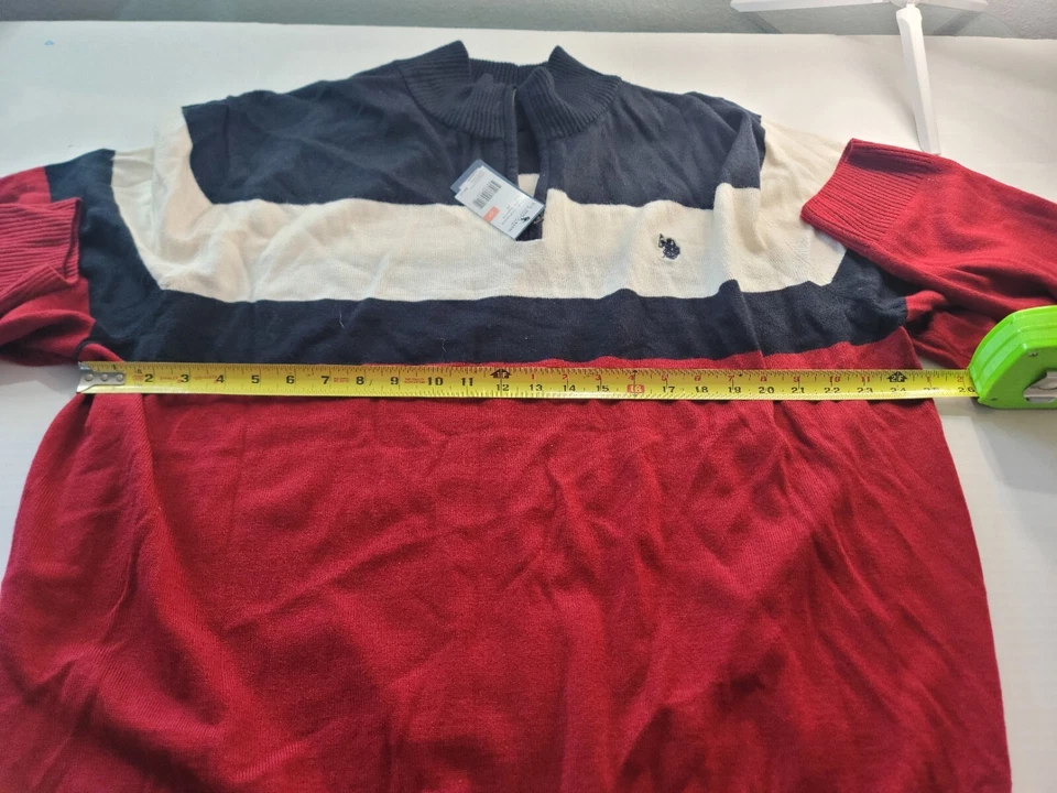 NWT U.S. Polo Assn. Blue/Red/White 1/2 Half Zip Long Sleeve SZ 3XL MSRP 80.00 - Image 4 of 4