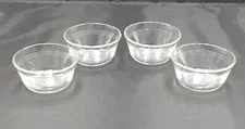 PYREX Made In USA Clear Glass Scalloped Custard Cups #463 Set Of 4
