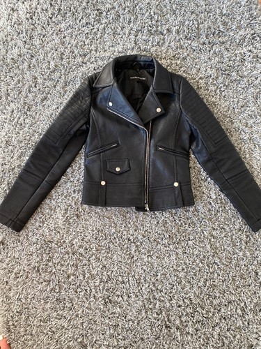 Black Faux Leather Biker Jacket Size 8 