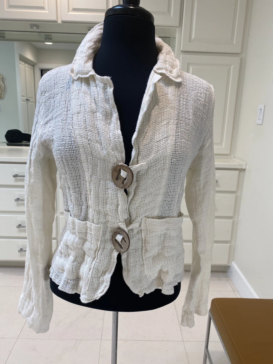 Linomania Artigianato Italiano short linen open weave jkt blazer Sz small