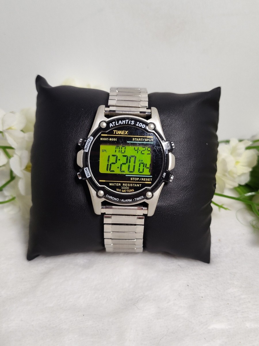 Vintage Timex Atlantis 100 Indiglo Alarm Chrono Mens Digital Vintage Timex Atlantis 100 Indiglo Alarm Chrono Mens Digital