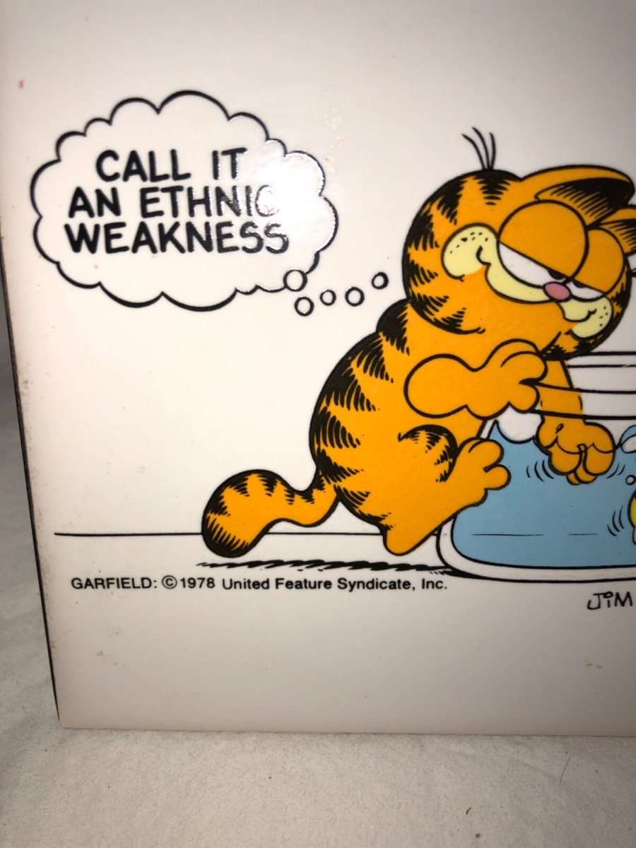 Enesco Garfield Ceramic Plaque Tile W/ Stand 1978 Cartoon Deco