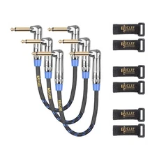 Clef Audio Labs 6.35mm TS to 6.35mm Blue Braided -6IN-3PK