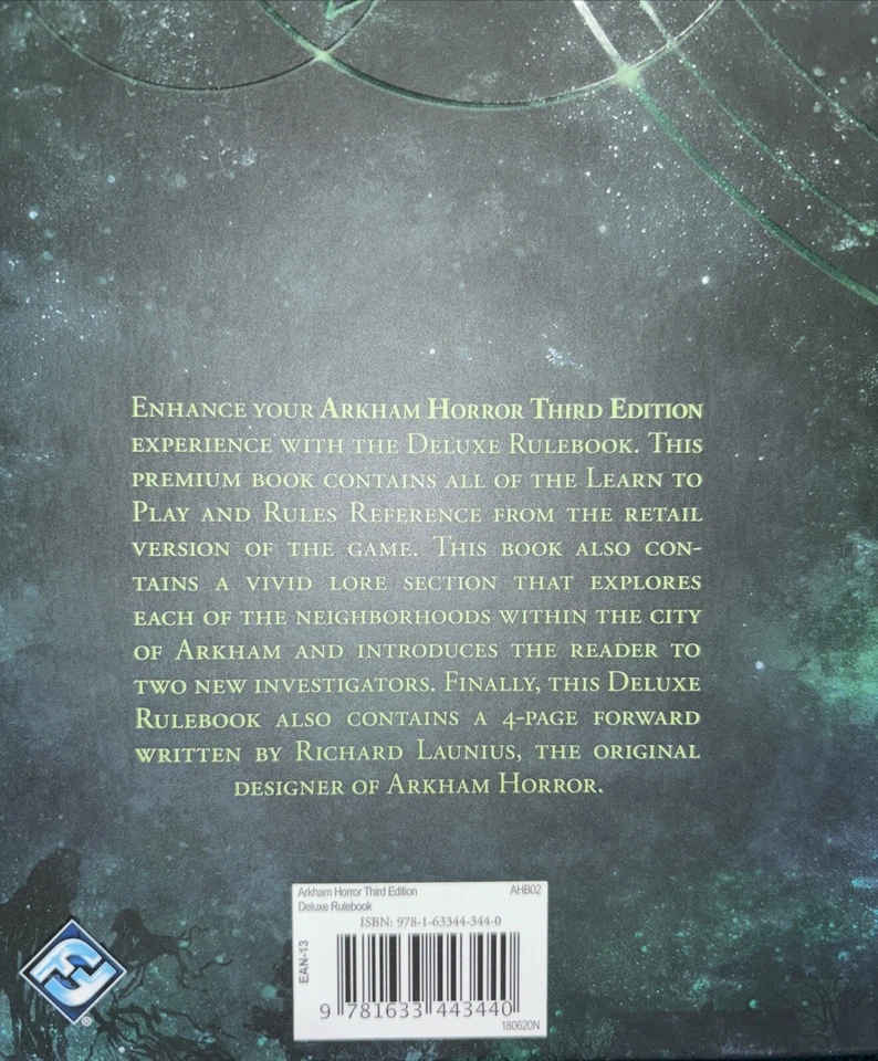 ARKHAM HORROR 3ª Edición LIBRO DE REGLAS DE LUJO Fantasy Flight Juegos ¡NUEVO!! Foto 4 de 4