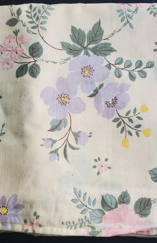 Vintage Flat Sheet - SEARS Perma Prest - Yellow - Floral - Double - Image 3 of 4